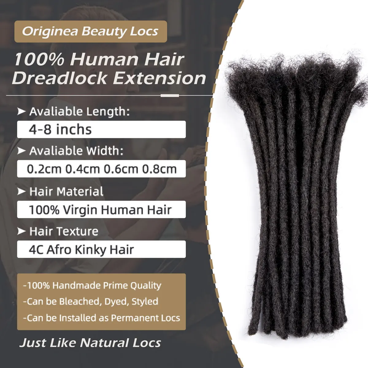 Dreadlocks Extensions Menselijk Haar 0.2 0.4 0.6 0.8 Cm Handgemaakte Gehaakte Vlechtlok Extensions Dread Extension Dreadlocks 4-18 Inch