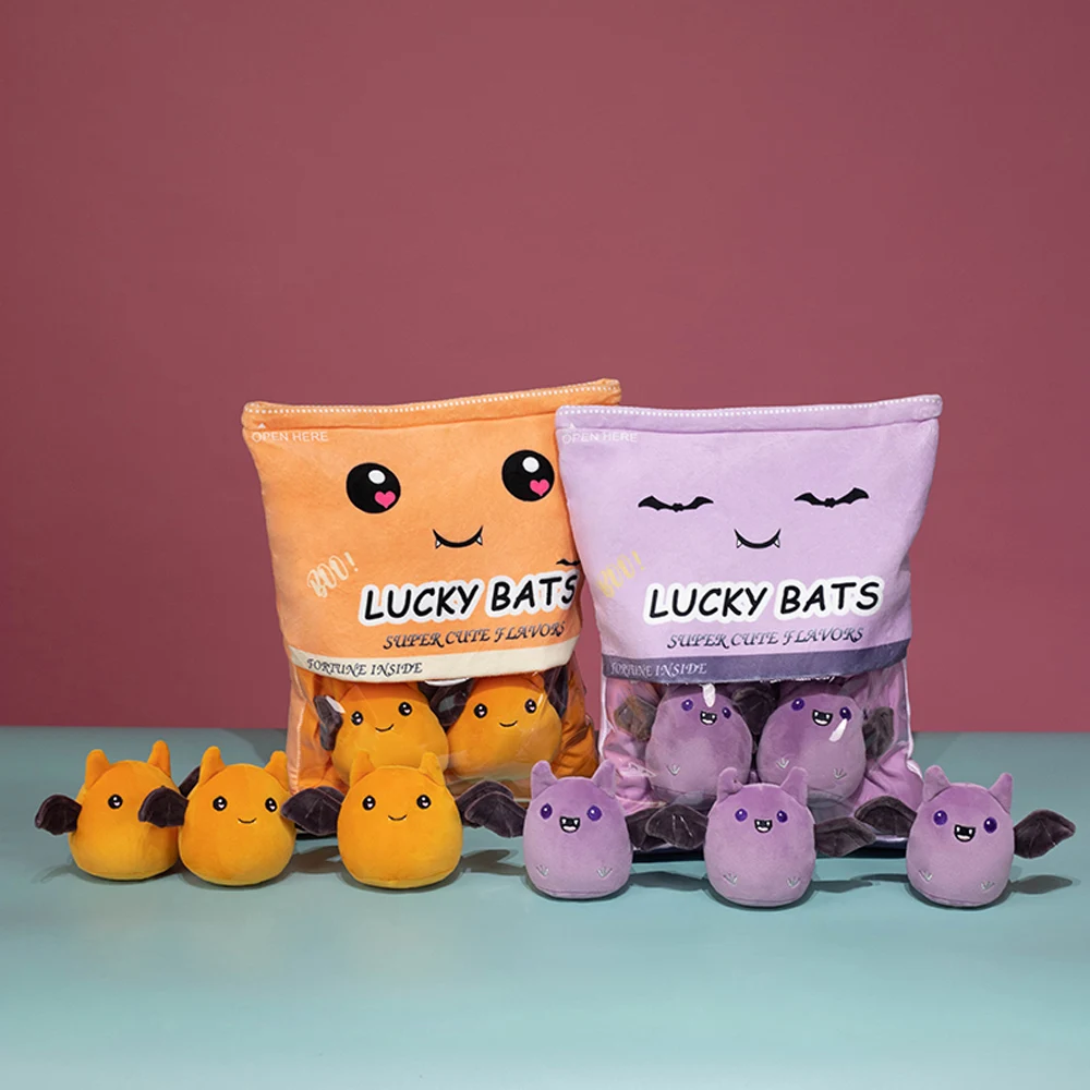 

A Bag of Lucky Bats Plush Toys Stuffed Cuddly Good Fortune Doll Bring Luck Home Pillows Birthday Gifts for Girls Room Decor