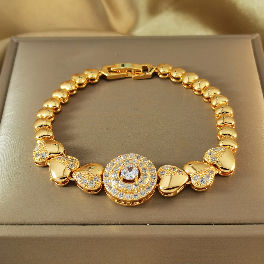 9999 Gold Luxury Design European High-Class Style Willow-shaped Diamond Engraved Bracelet Necklace for Women Jewelry