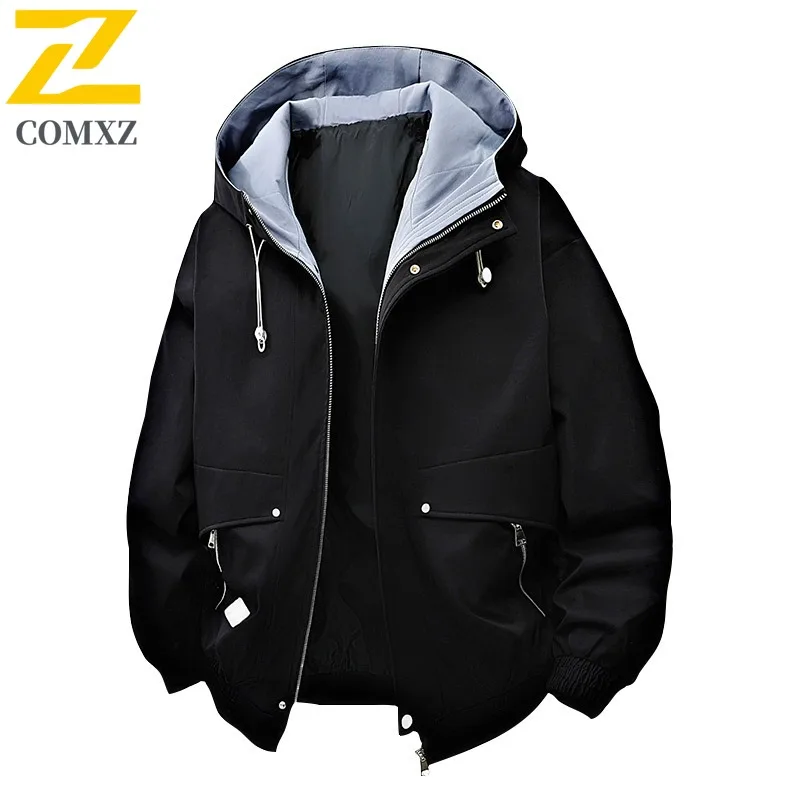 COMXZ Men Overcoat 2025 Scratch Resistant Adventure Climbing High-Quality Lightweight Jacket Hiking Cycling Outdoor Camping Coat