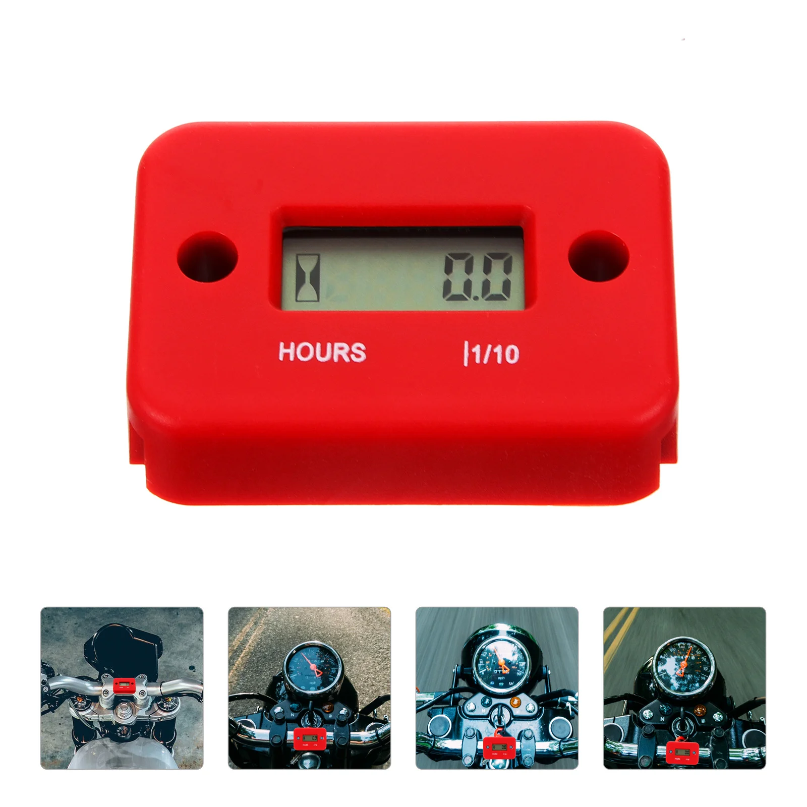 

Digital Display Splashproof Motorcycle Tachometer Red Timer for Small Engines RPM Hour Meter Waterproof Electronic Numerical