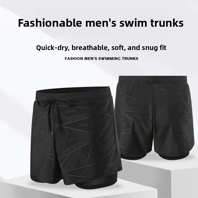 

Мужские плавки-шорты Jiatuo с двойным слоем, свободного кроя, быстросохнущие, дышащие, эластичные, для пляжа и спорта