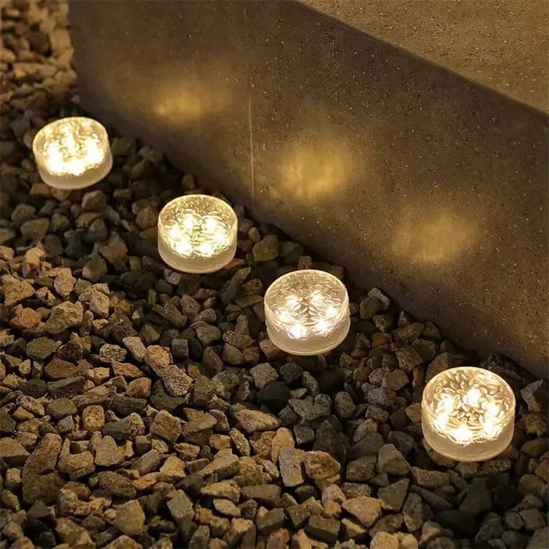 Outdoor Waterproof Solar LED Rock Brick Light Warm White Paver Landscape Lighting for Passage Patio Deck Garden Pathway