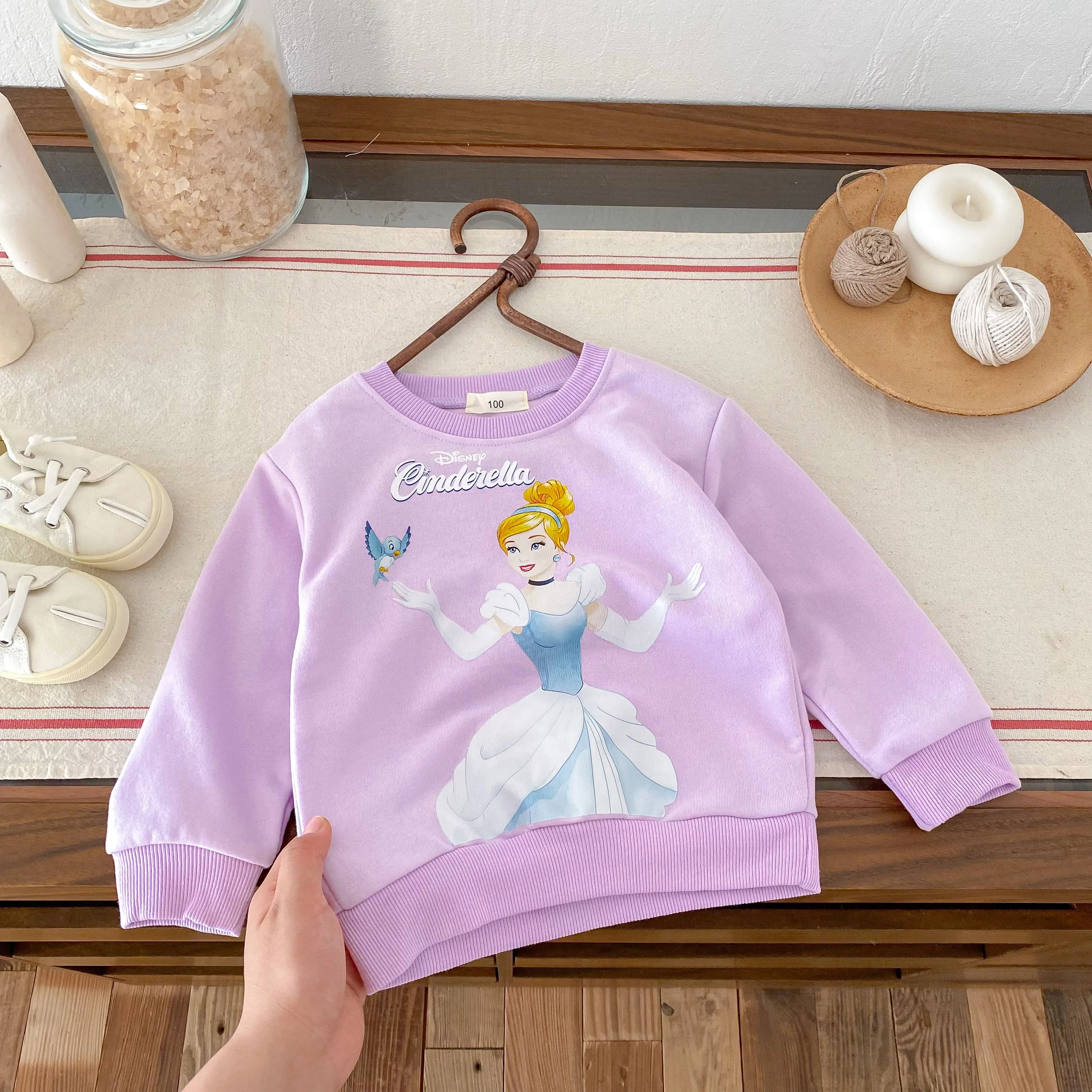 Cartoon Minnie Cute Baby Girls Sweatshirt Autumn Clothing Loose Casual Round Collar Pullover Tops Disney Children Hoodie 6m-6y