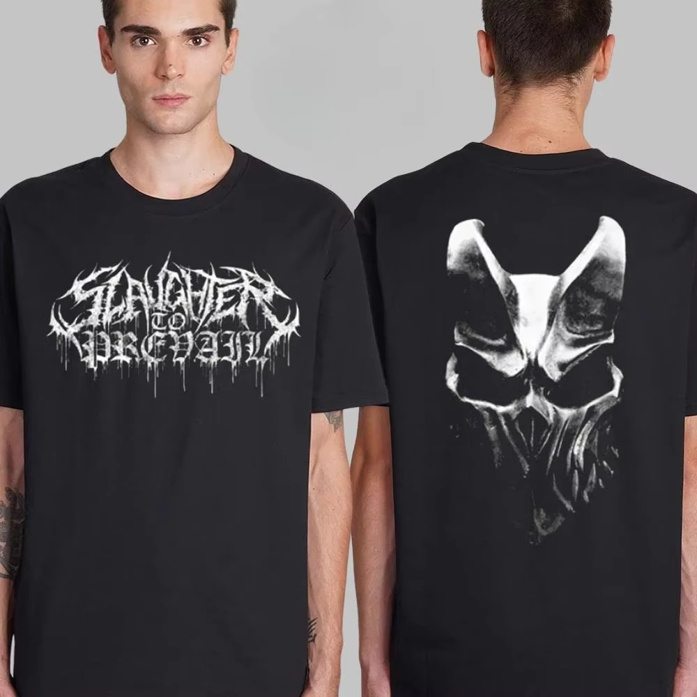Slaughter To Prevail Unsatisfied Primal Fear Graphic Tee Skull Axe Deathcore Streetwear Casual Unisex