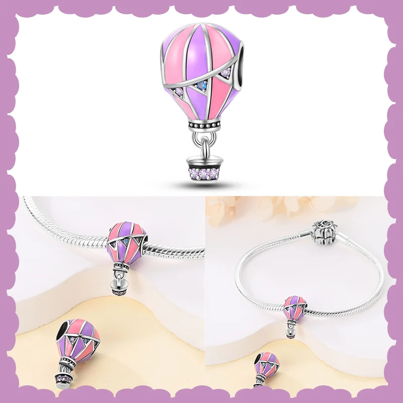 925 Sterling Silber Karussell Katze Heißluft ballon Charm Perlen geeignet für Pandora Original Armband DIY Mode Geschenk machen