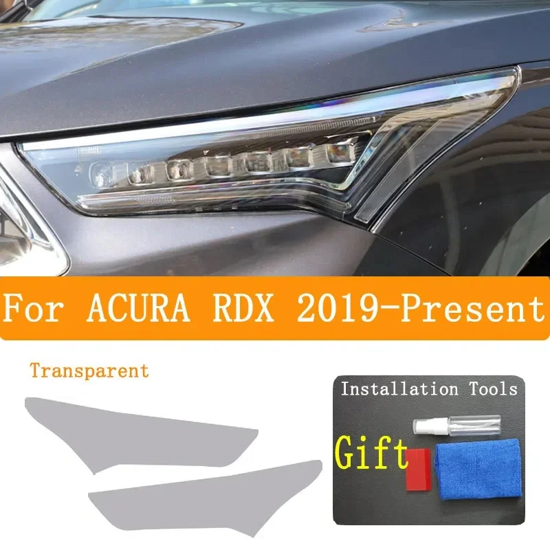 

For ACURA RDX 2019-2023 Car Accessories Headlight Protective Film Headlamp Restoration Transparent Black TPU Sticker