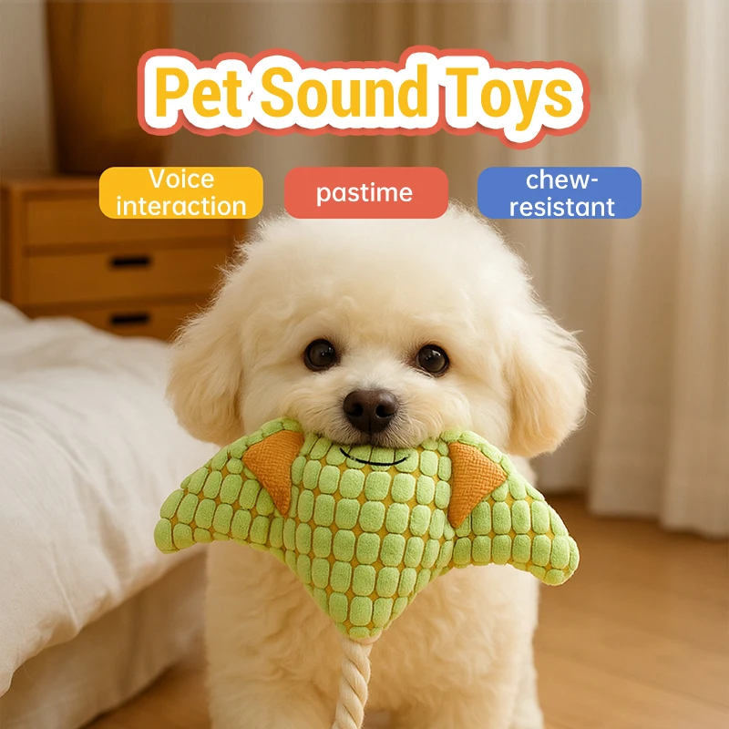 Neue weiche Plüsch-Quietschspielzeuge für Hunde in Form eines niedlichen Teufelsrochen, Kauspielzeug für das Zahnpflege-Training, Beißspielzeug für Welpen, Haustierzubehör.