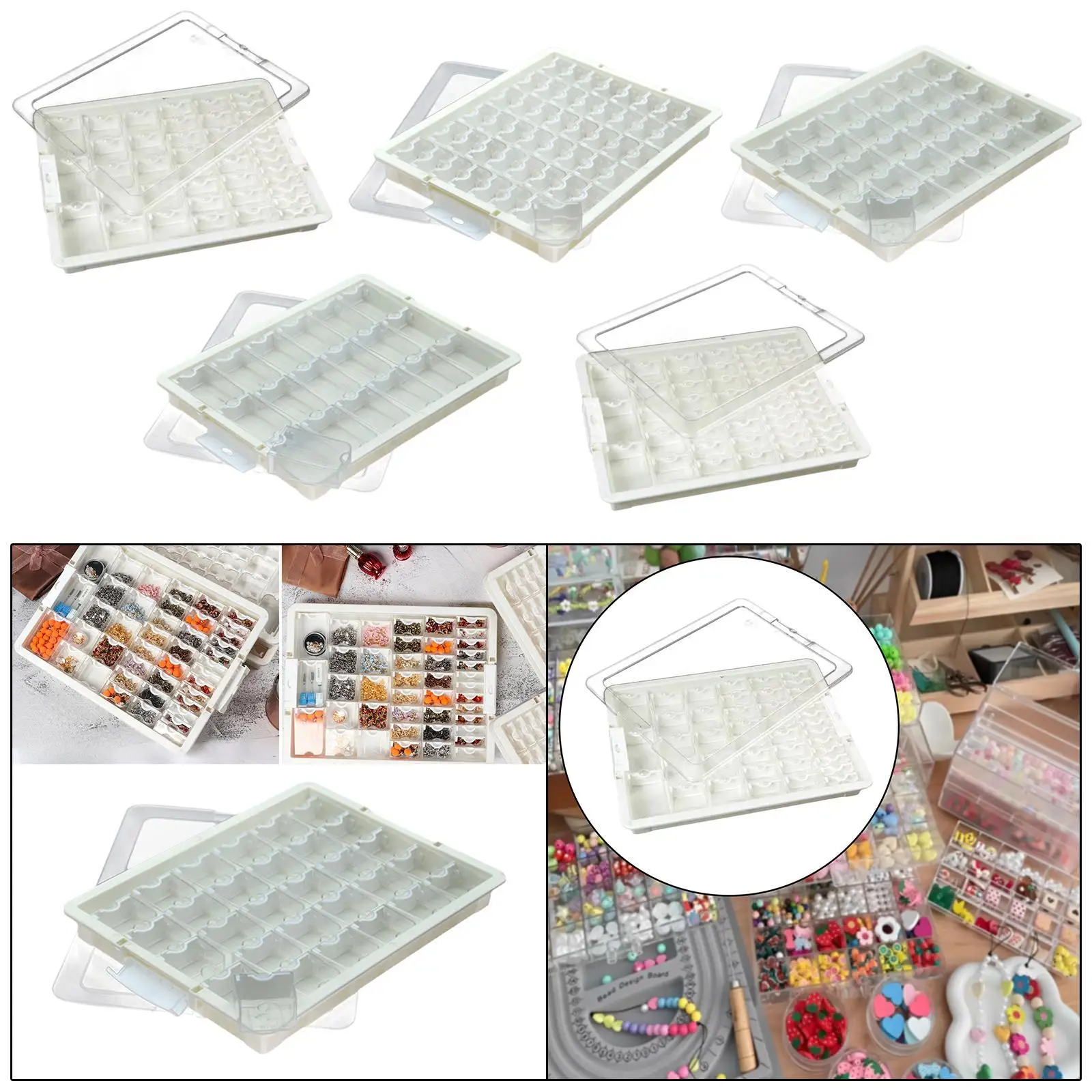 Bead Storage Box Container Versatile Clear Bead Organizer Box Stackable for Tackle Earring, Nail Arts and Crafts Small Items