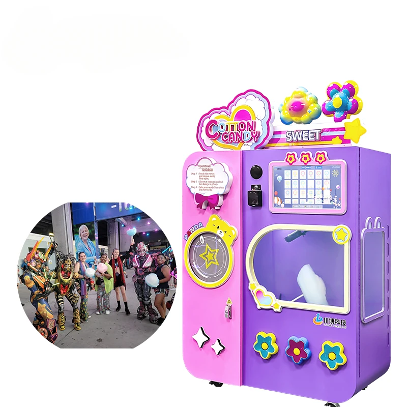 Cotton Candy Vending Machine With Sugar Full Automatic Electric Robot Cotton Candy Vending Machine for kids