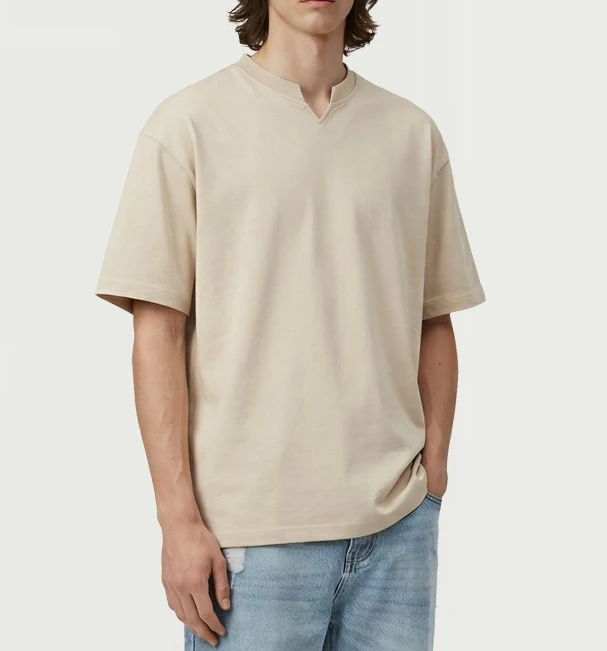 

2026 Summer V-neck T-shirt Men's Loose and Simple Solid Color Hong Kong Style Half-sleeved Versatile