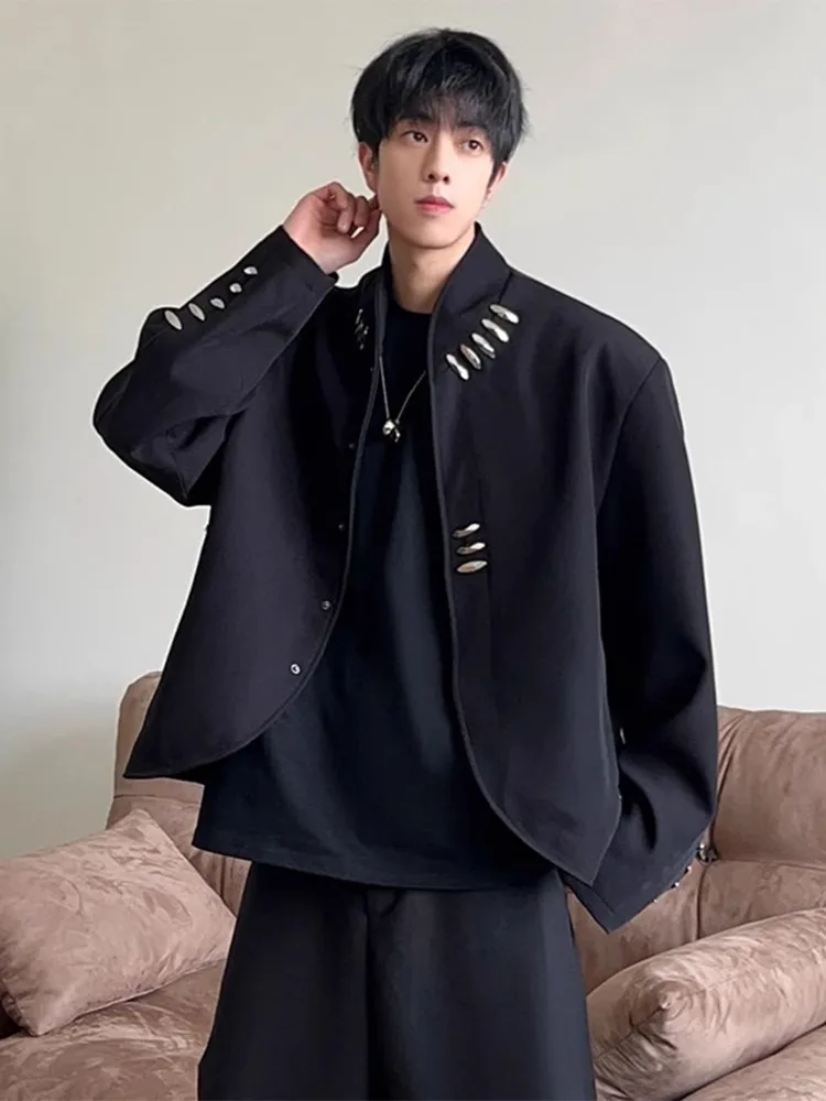 

Bla ort Men's Suit Jaet Metal Bule Padded oulder Spring Design Trendy Brand Youthful ular Outerwear Coat