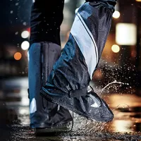New Black Silver Cool Rain Shoe Cover Long Thickened Non-slip for Waterproof Shoes Cover Rainstorm