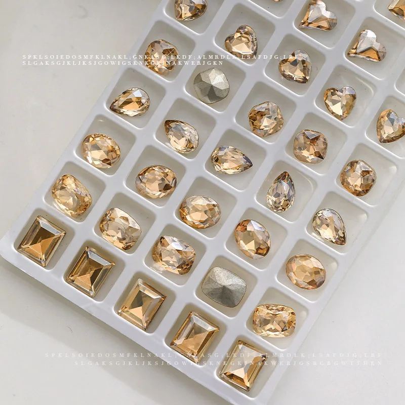Gold Champagne Pointed Back Rhinestones - Premium Quality, Ultra Brilliant Precision-cut Must-Have Shade for All Kinds of Decor