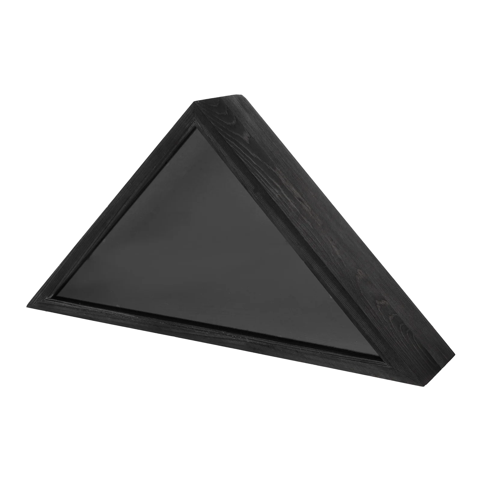 

Wooden Storage Box Triangle Design Black Color Wall Decor Living Room Use Protective Cover Included Case Flag Display Case