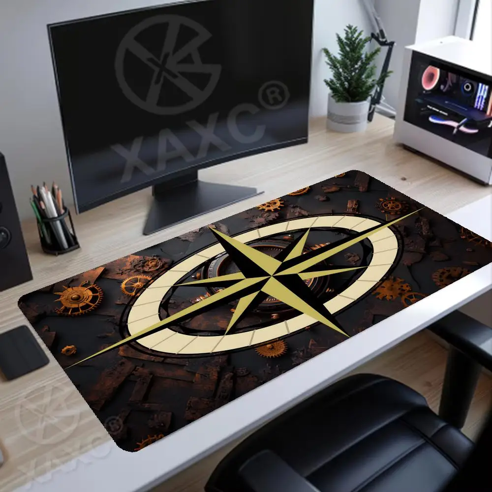 Vintage Steampunk Compass Design MousePad Large Gaming Office Desk Mat Non-Slip Lock Edges for Gamer and Home Office XAXC
