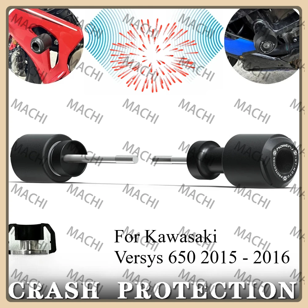 Motorcycle For Kawasaki Versys 650 2015 - 2016 Wheel Falling Protector Crash Protection Bobbins Aluminum + nylon Accessories