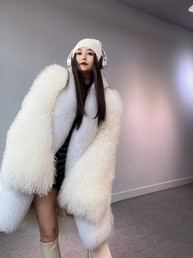 2024 new style real fur coat 100% natural fur jacket female winter warm leather fox fur coat high quality fur vest Free shipping