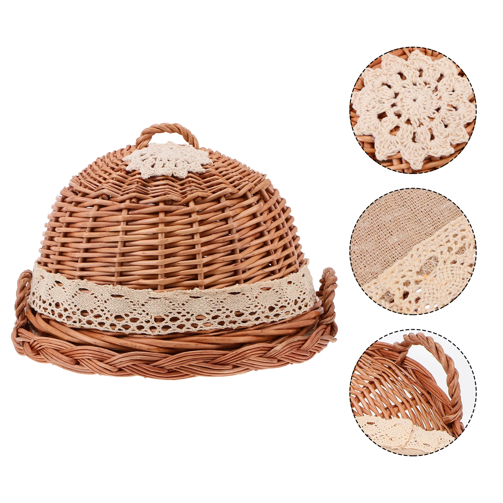 1 conjunto de bandeja redonda para alimentos, elegante, à prova d'água, à prova de poeira, cesta de armazenamento de cozinha para pão, lanches, frutas, cobertura de alimentos