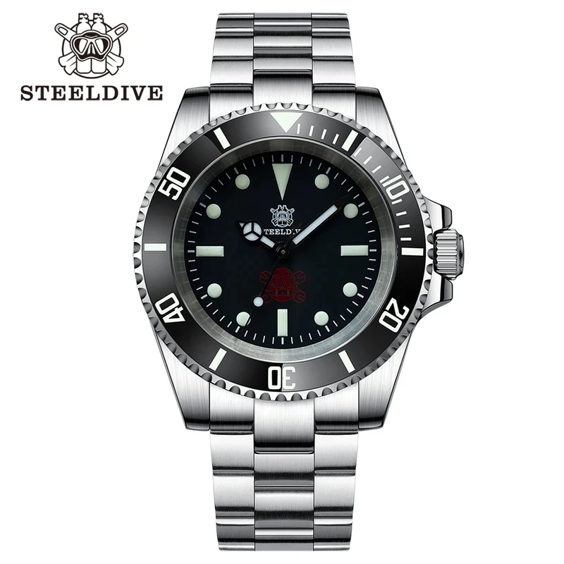 STEELDIVE SD1954 Black Dial 41MM Stainless Steel NH35 Automatic Movement What Ghost Mens Dive Watch Reloj Sapphire Glass