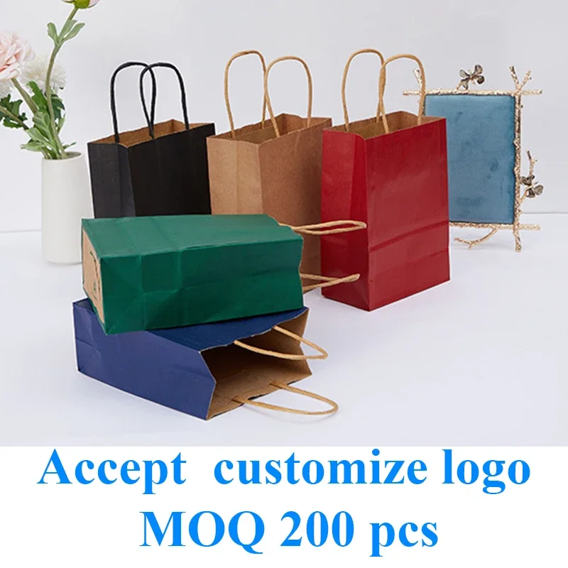 

20 pcsMini Small/medium/large Kraft Paper Bag with Handles Festival uxury packaging paper bags Candy Shopping Bags