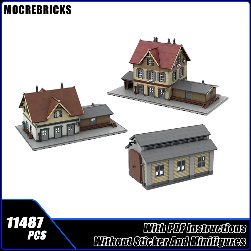 

MOC Building Blocks Train Station Blumenfeld Bahnhof Güglingen Bahnhof Small Engine Shed Model Originality Bricks Toys Gift