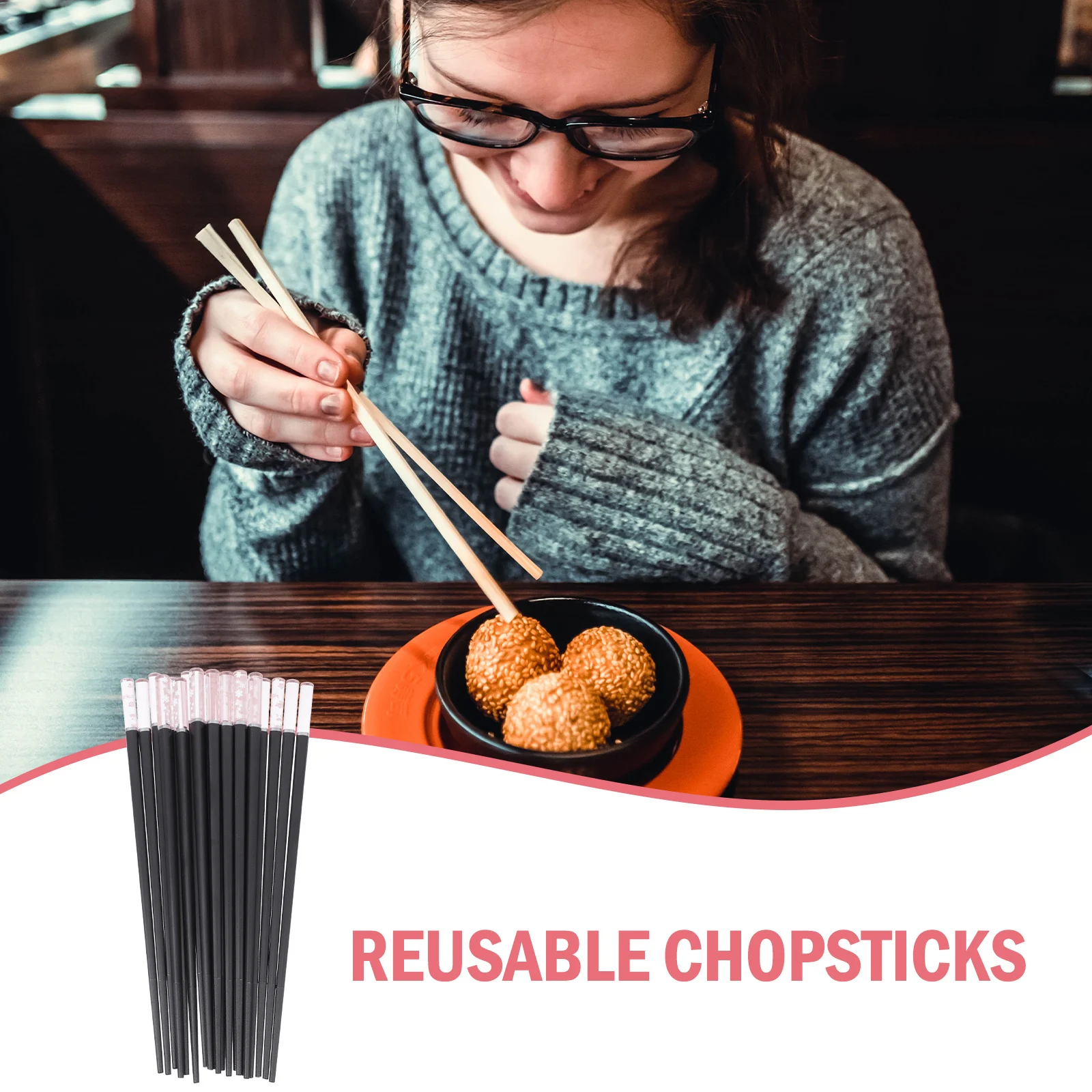 

10 Pairs Amber Snowflake Chopsticks High Quality Reusable Non slip Heat Resistance Safe Hygienic Versatile Super for Family