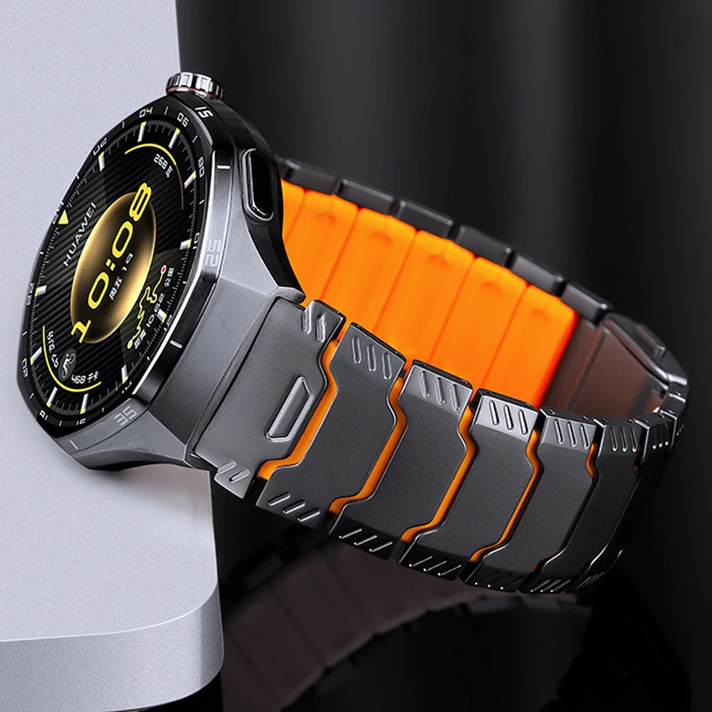 

Титановый ремешок 22 мм для Huawei Watch 5 4 GT 6 6 Pro GT5 4 3 46 мм, магнитный резиновый ремешок для Oneplus Watch 3 2 2R, мужской браслет