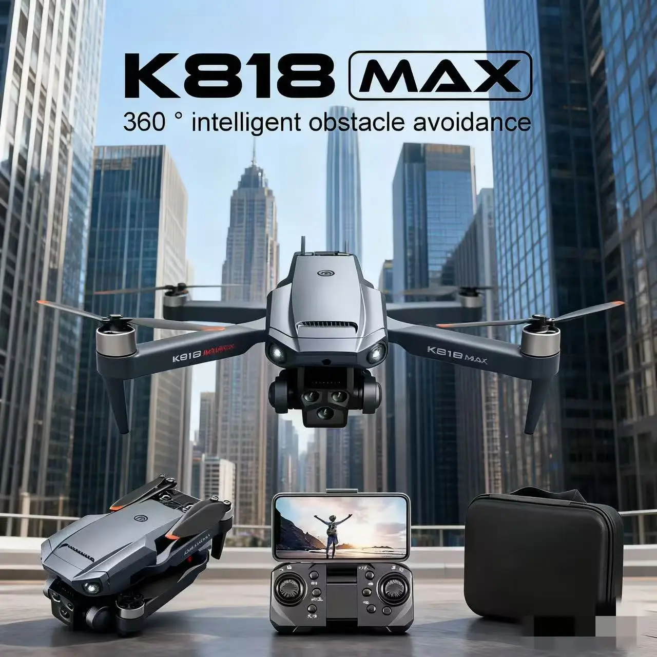 K818 맥스 접이식 드론 4K HD 카메라 브러시리스 모터 장애물 회피 옵트 플로우 포지셔닝