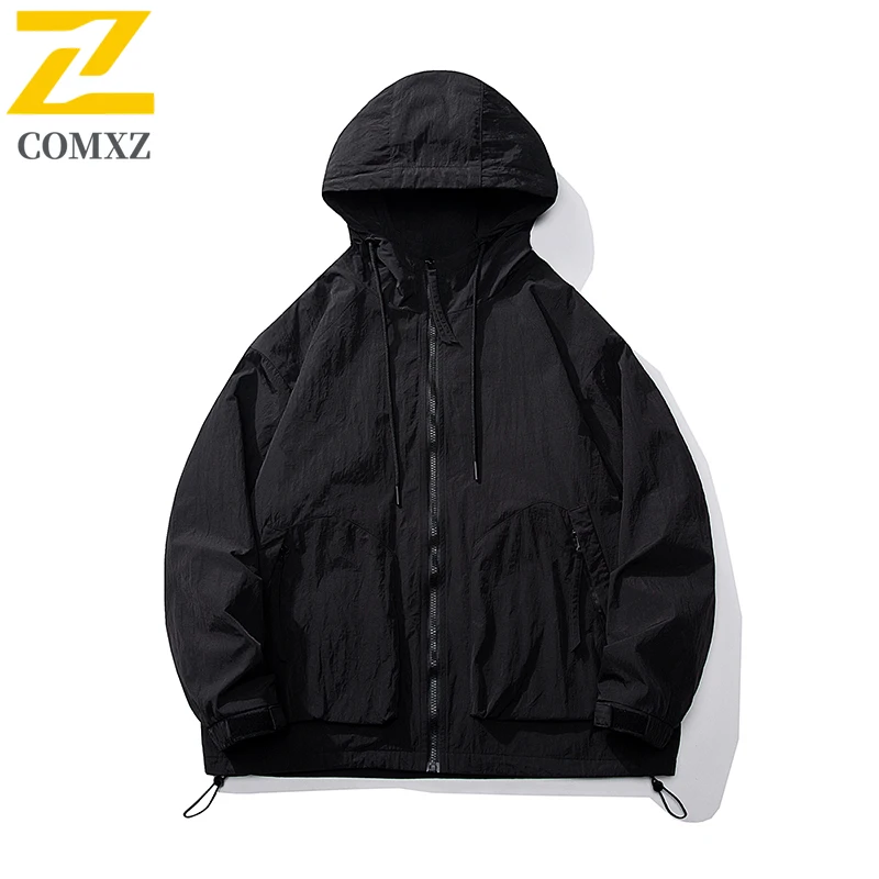 

2025 Autumn Mens Hooded Windbreaker Jacket Outdoor Waterproof Lightweight Casual Coat for Hiking Travel Sports Windproof