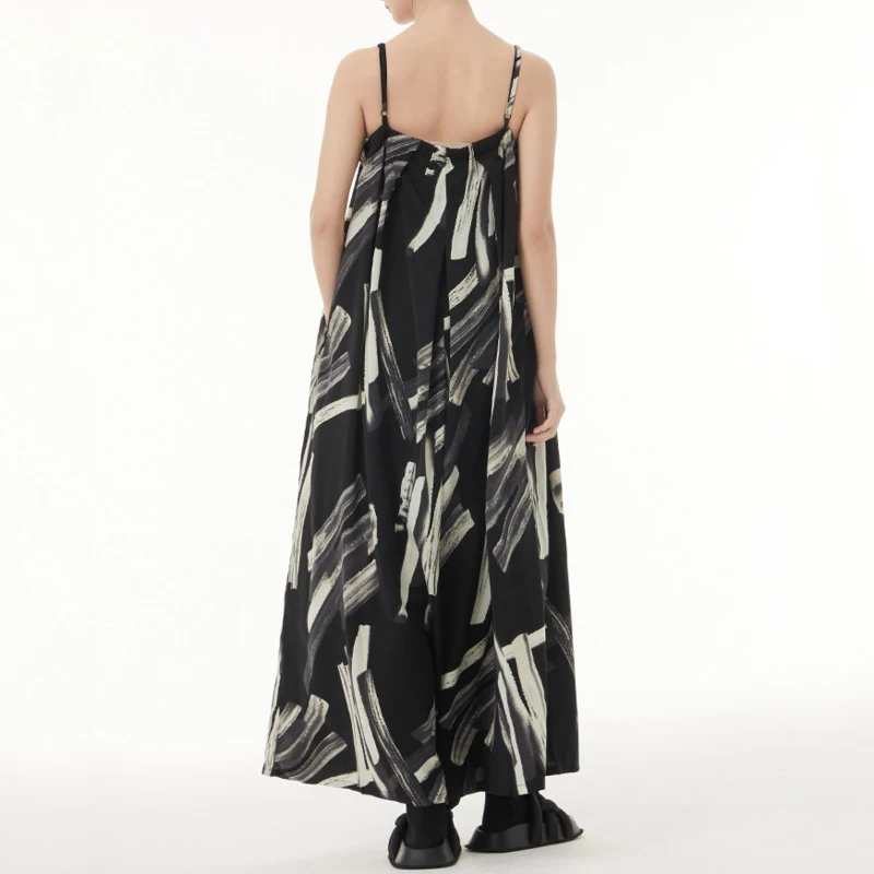 HKSH Women Oversized Jumpsuits Printed Camisole Thin Slimming Elegant Vintage Chic Casual Wide Leg Pants New Summer 2026 HK20802
