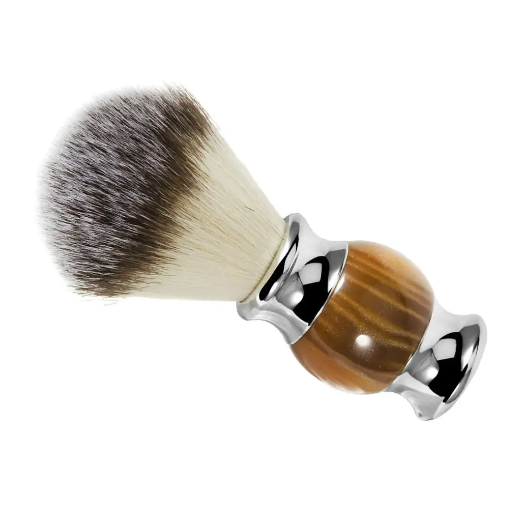 Resin Handle Men Mustache Shaving Brush Grooming Tool for Barber Salon Brown