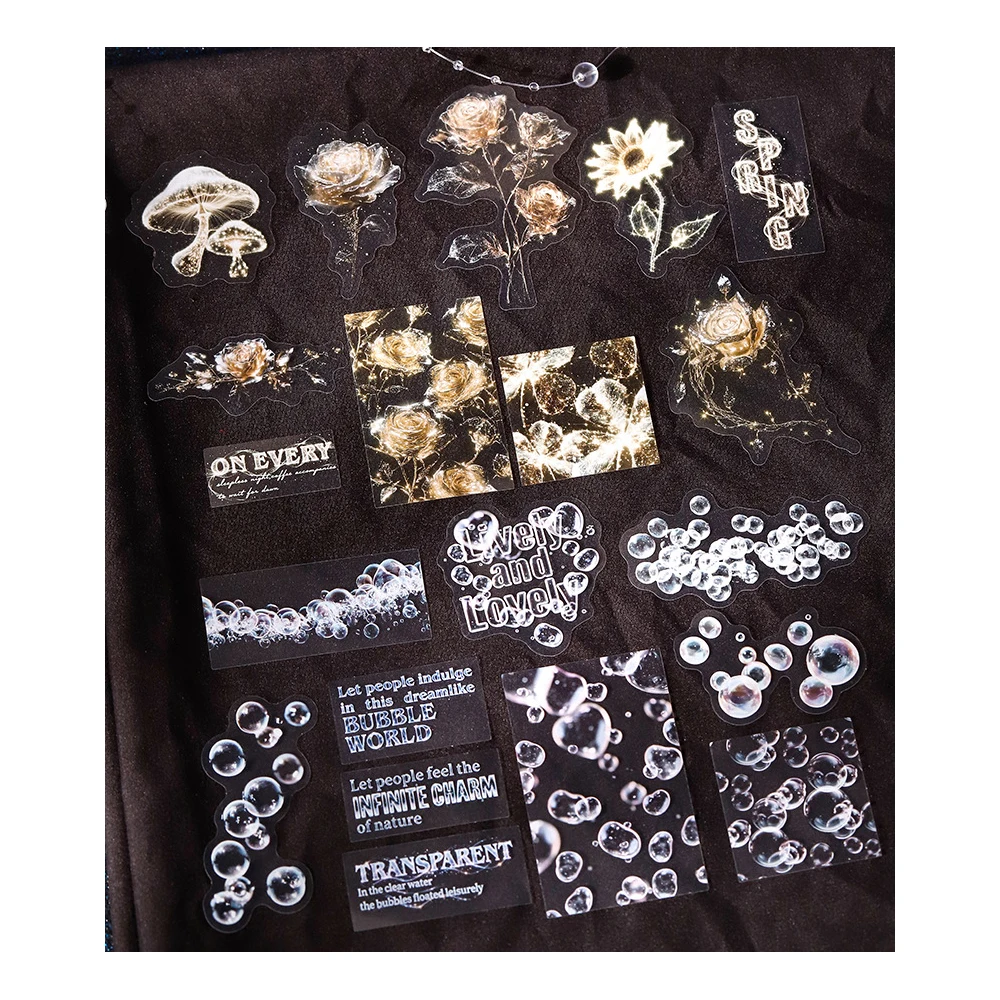 30pcs Stickers Light Dream Series Dreamy Atmosphere Bubble Butterflies Sticker Diy Handmade Scrapbook Aesthetic Stationery