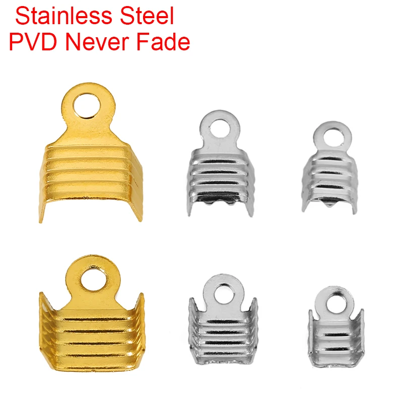 30 Stück verblassende Edelstahl-Endverschlüsse, passend für 3 mm, 4 mm, 6 mm flache Lederbandhaken, Verbinder, Halskette, Armbänder, Schmuckherstellung