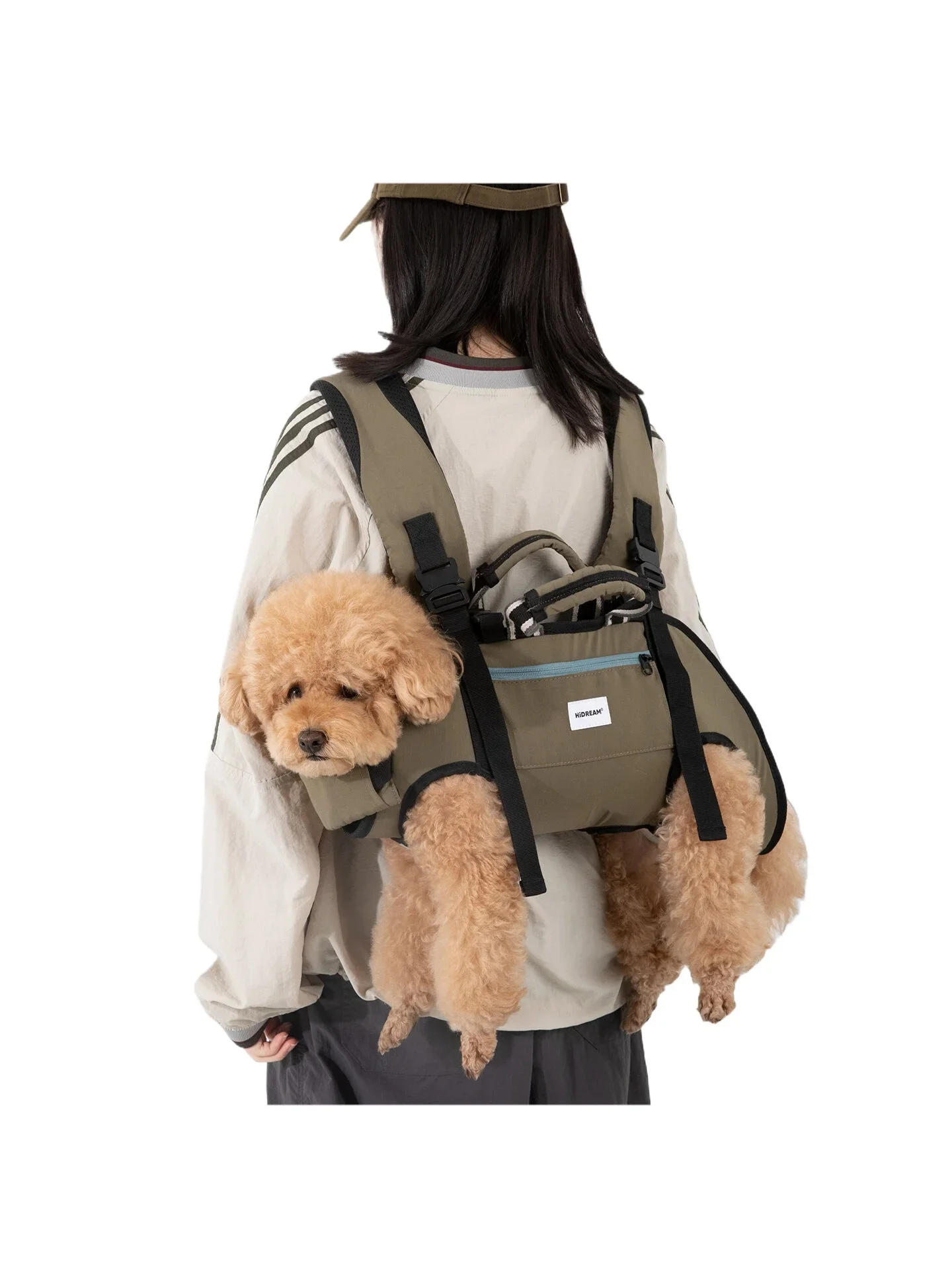 Pet spine protection backpack, pet outdoor bag, dog backpack, horizontal harness, small and medium-sized dog portable bag