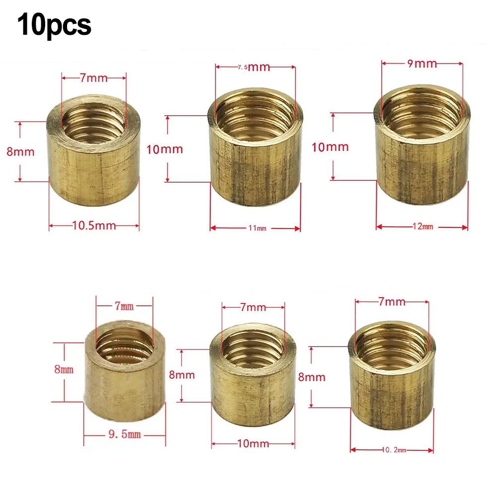 

10pcs Billiards Cue Brass Tip Hoop Snooker Pool Ferrules Repair Tool Billiard Cue Brass Tips Hoop Maintenance Accessories