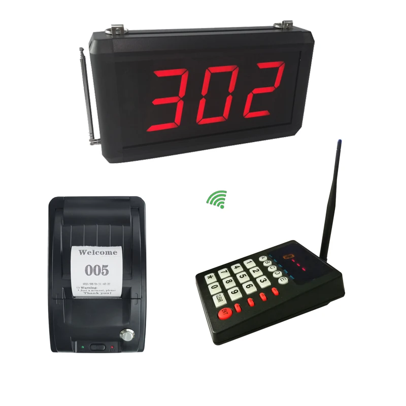 3-digit Number Display with Keypad Number Ticket Printer Queue Management System for DMV Bank Restaurant Fast Food Truck