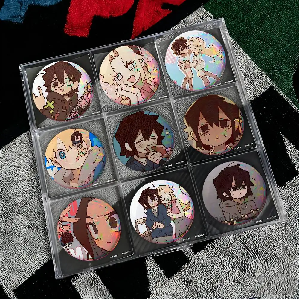 I Love A-Amy Anime Reflective Pin Tinplate Round Brooch Cartoon Cosplay Badges for Bag Hat Toys Gifts