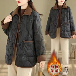 2024 New Contrasting Lapels Light Cotton-padded Jacket women's winter Loose Casual Parkas Ladies Outwear Coats Overcoat Female