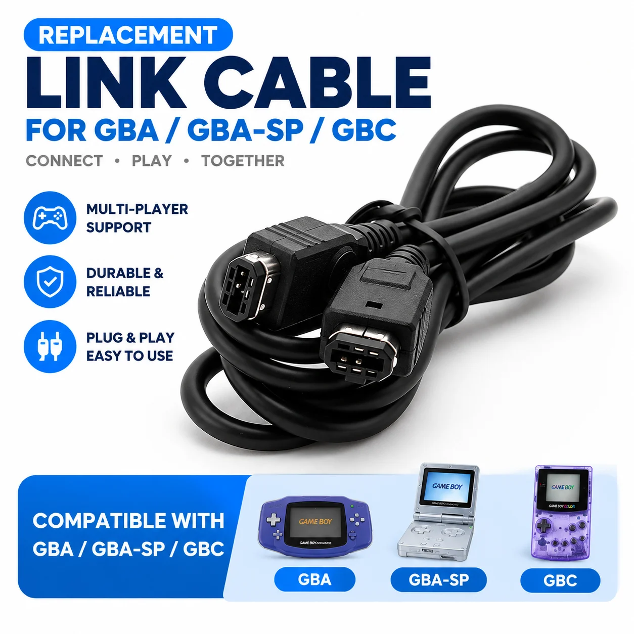 1.2M GBA Link Cable 2‑Player Multiplayer Game Cord For Nintendo Game Boy Advance GBA SP