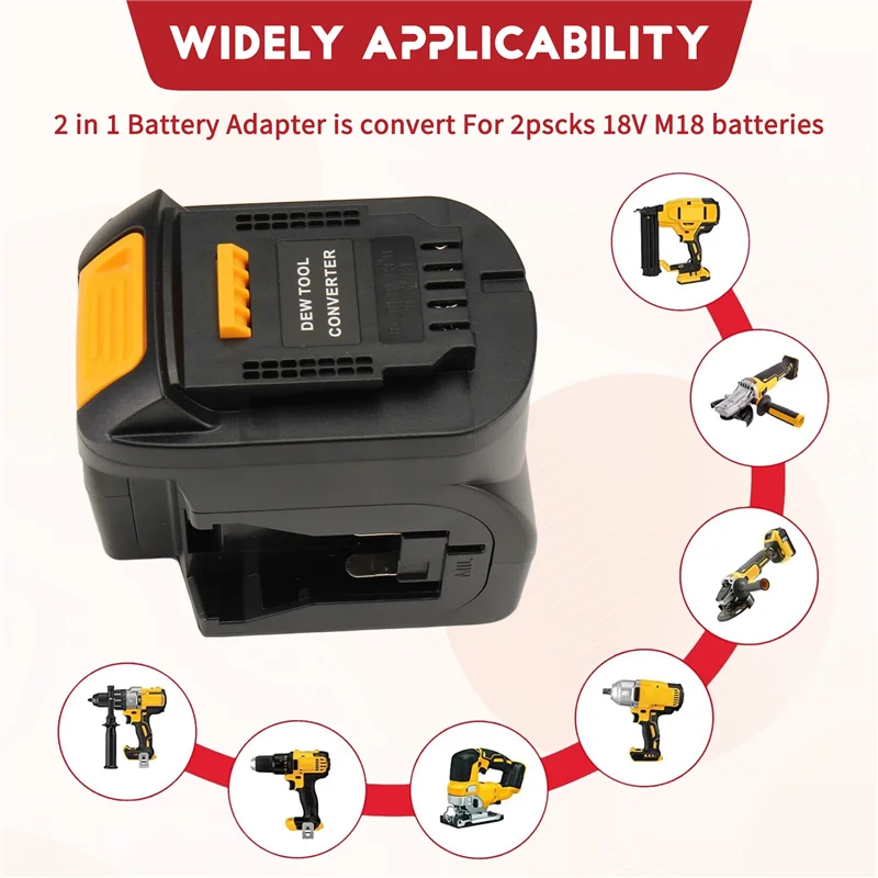 BHTS-For بطارية 18 فولت M18 (2) محول بطارية 2 في 1 يعمل على أدوات كهربائية لاسلكية 20 فولت في نفس الوقت #2