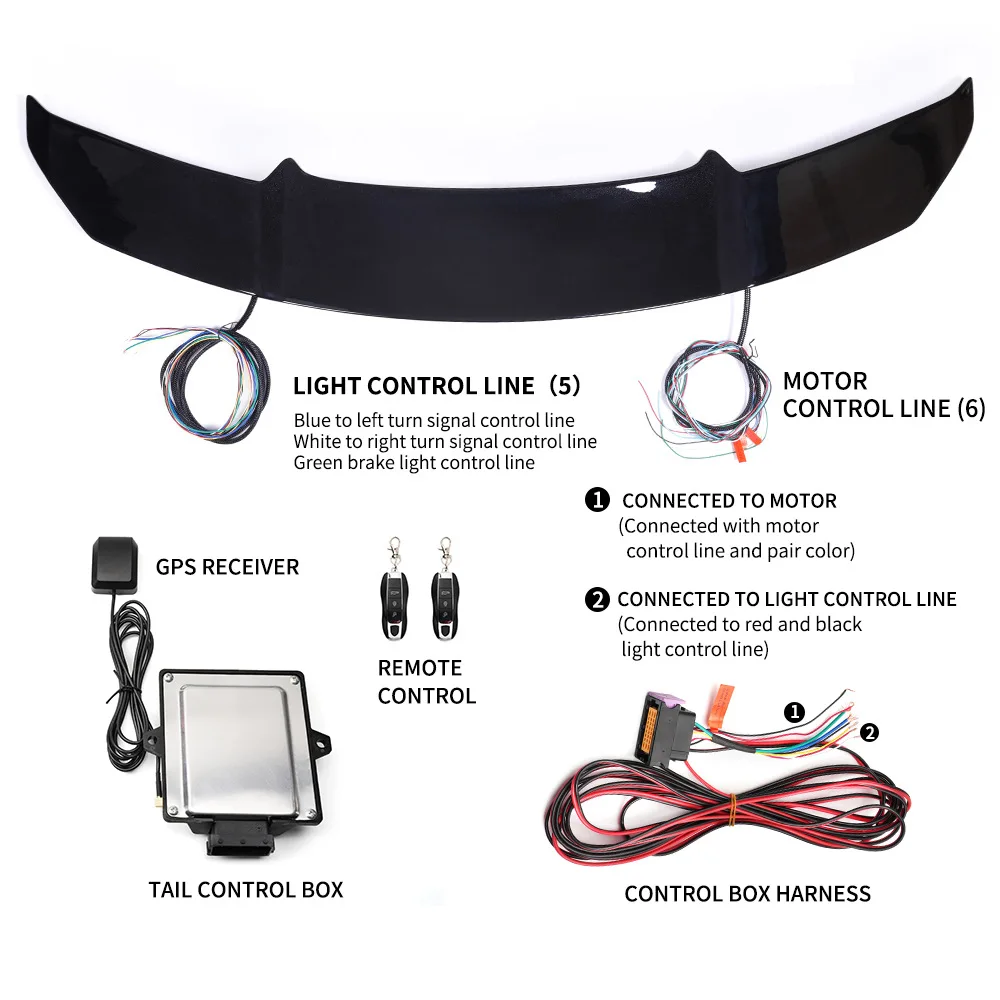 Car Exterior Parts Universal 60inch GT V-type Rear Wind Wing Intelligent Electric Automatic Carbon Fiber Spoiler Tail Wing - Image 3