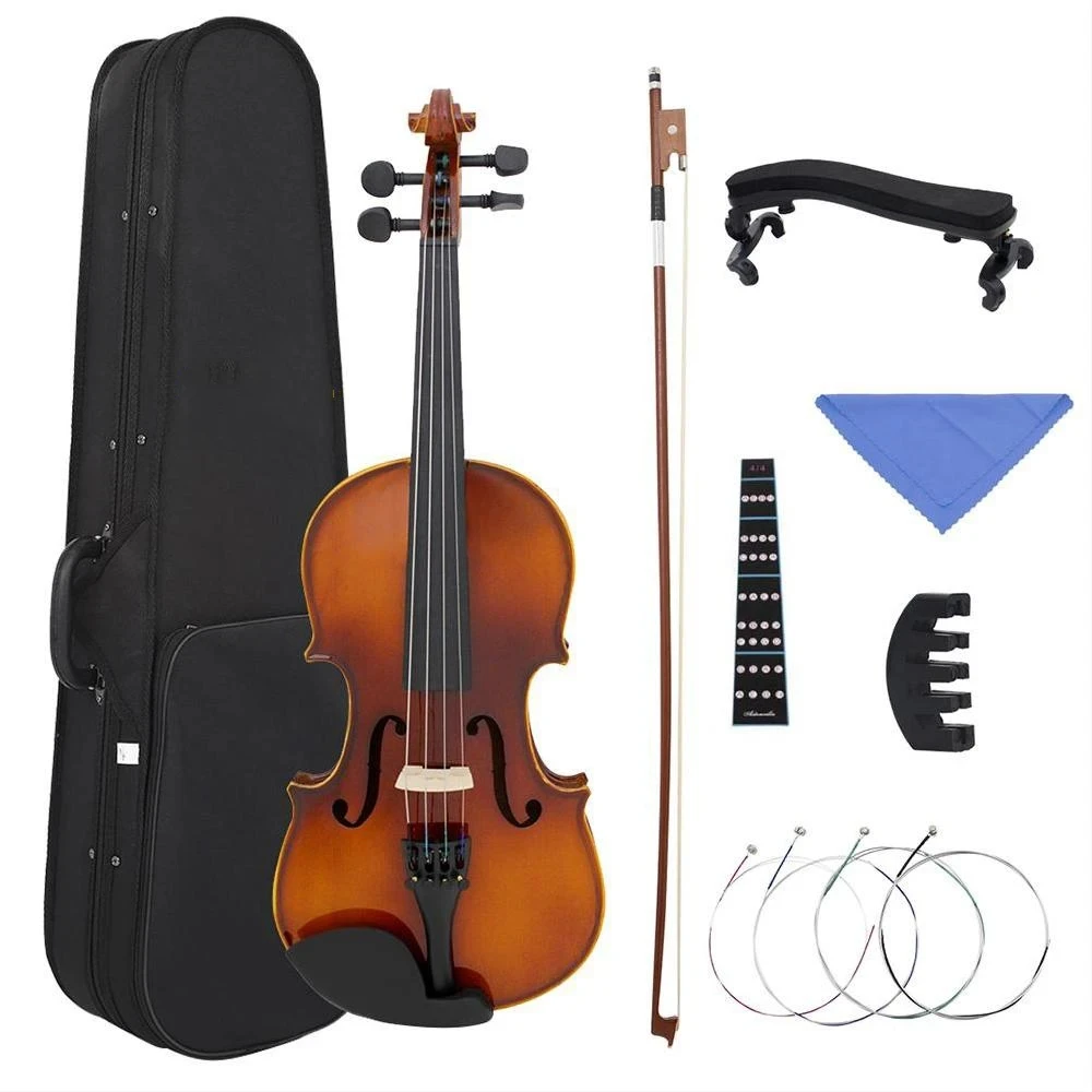 

1/2 3/4 4/4 Violin High Quality Musical Instrument Maple Acoustic Fiddle With Case Bow Shoulder Rest Cloth Strings Accessory Set