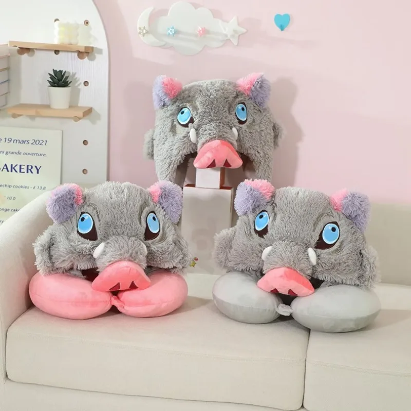 

Demon Slayers Cosplay Prop Wild Boar Head Hat Hashibira Inosuke Warm Headgear Cartoon Stuffed Anime Gifts Boy Fans Gift