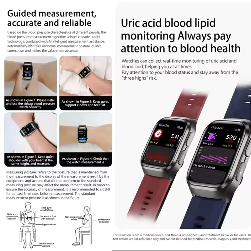 

Новые умные часы для мужчин и женщин с функцией мониторинга здоровья: измерение уровня жира в крови, ЭКГ+ППГ, артериального давления, NFC, HD BT-вызовы