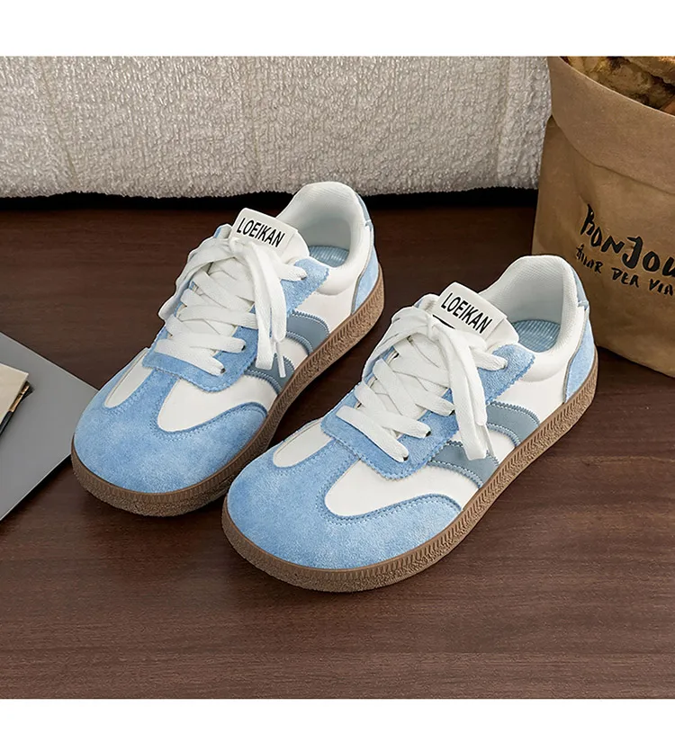 Damen Retro-Streifen-Sneaker mit Gummisohle, Schnürung, flache Schuhe, modische, vielseitige Freizeitschuhe zum Gehen für den täglichen Gebrauch – Detail 14