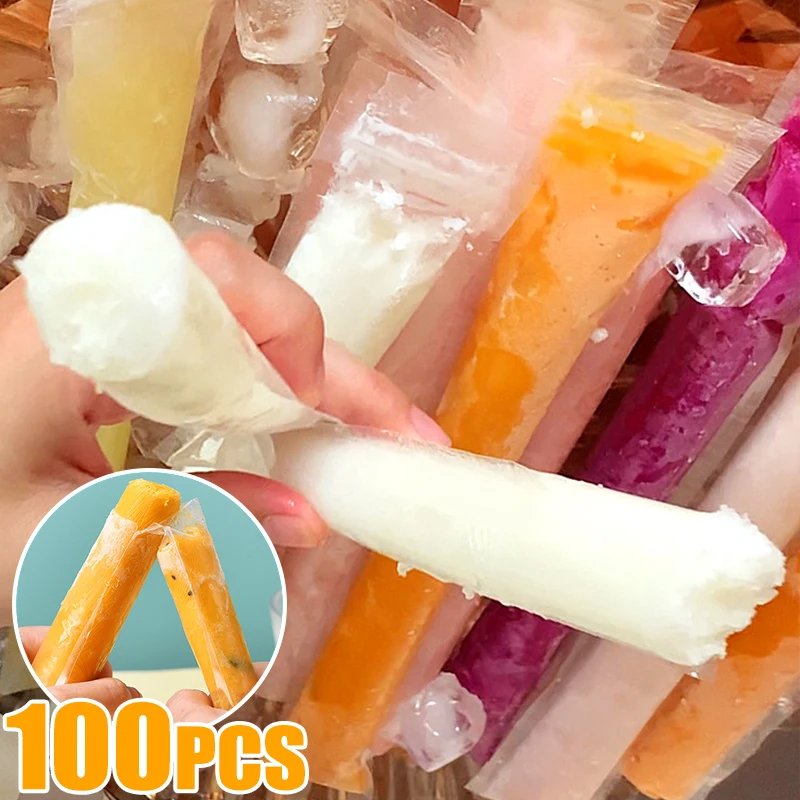 Ice Lolly Pouch Homemade Freezer Tube with Zip Seals Disposable Ice Popsicle Bags Fruit Yogurt Packaging Mold Pops Party Favors