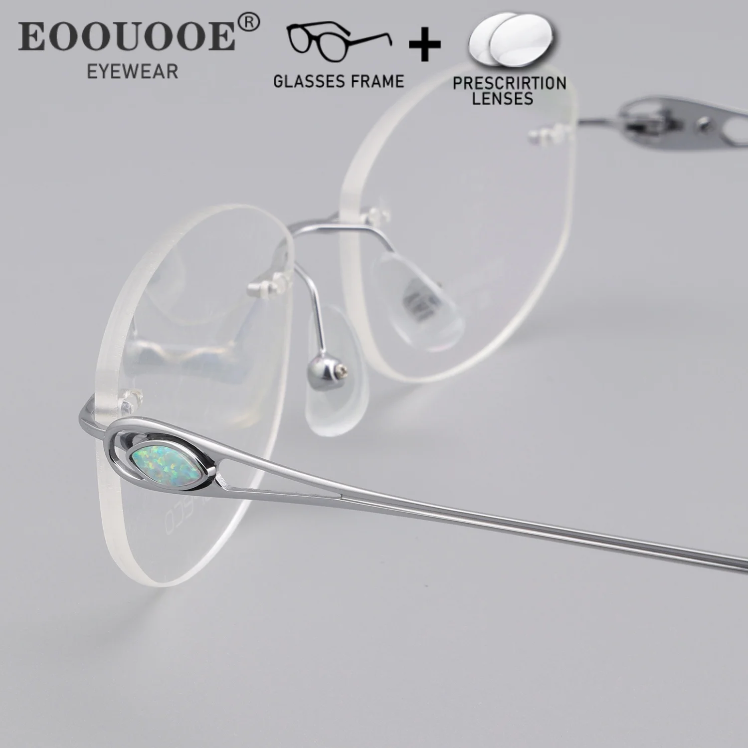 Women New Rimless Glasses Pure Titanium Optical Eyewear With 1.61-8 Prescription Lenses UV Progressive Myopia Reading Eyeglasses - view 6