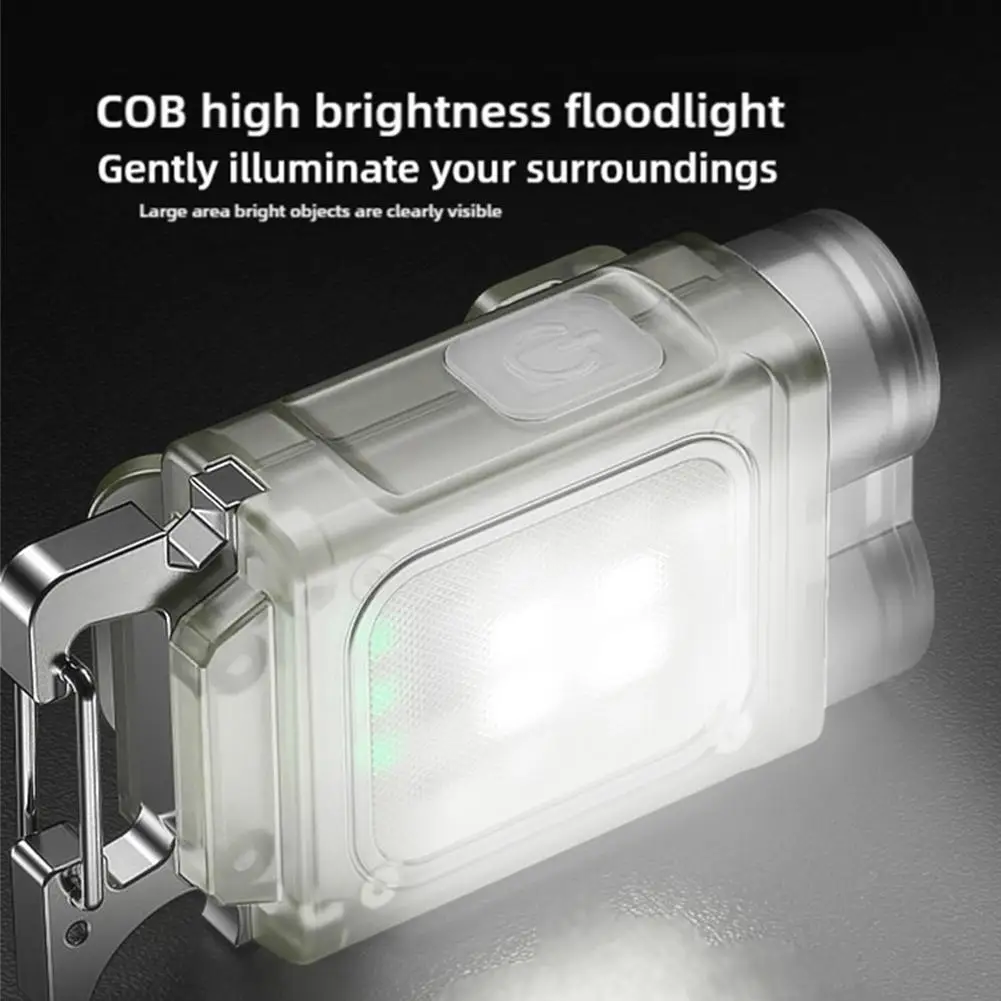 Mini Portable Keychain Light LED Dual Light Source USB Charging Keychains Lamp Portable Outdoor Pocket Flashlight Dropshipping