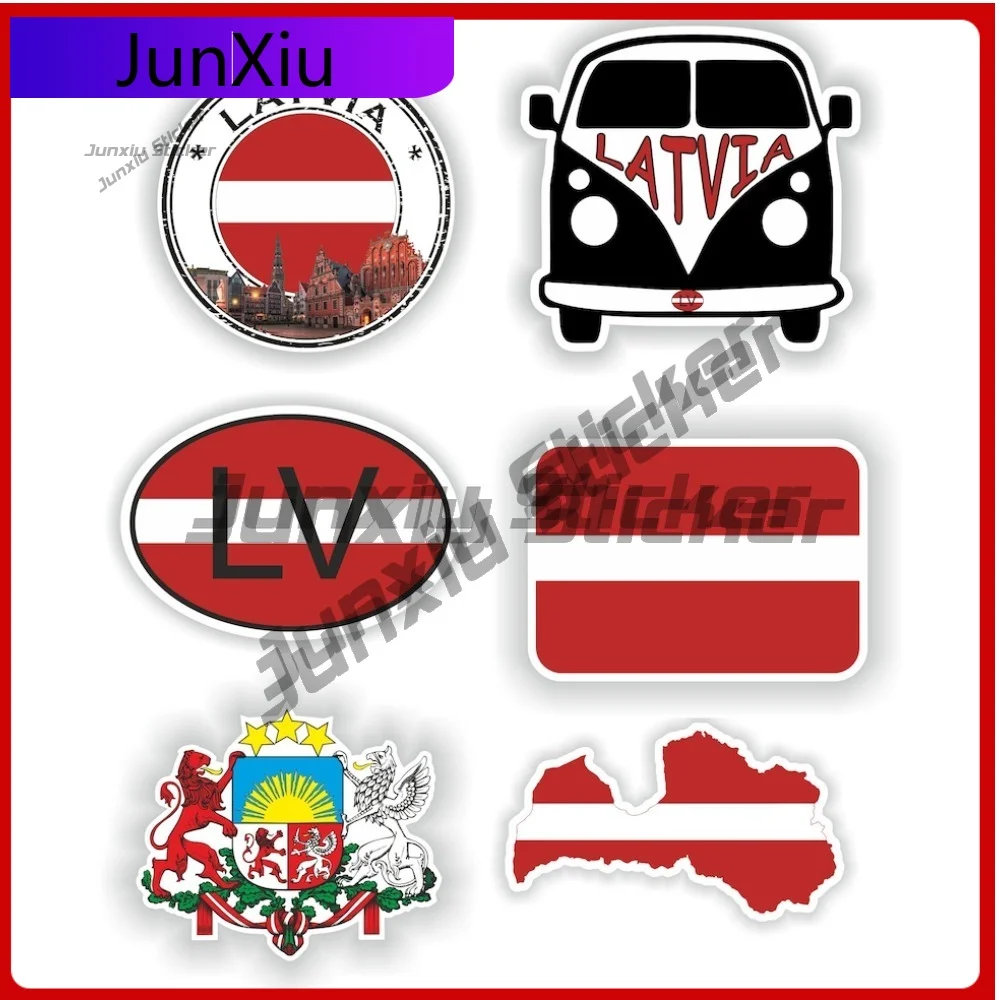 

Latvia Flag National Emblem Vinyl Decals Motorcycle Stickers Custom Boat Decals Waterproof Camping Car Sticker Funny Decorations